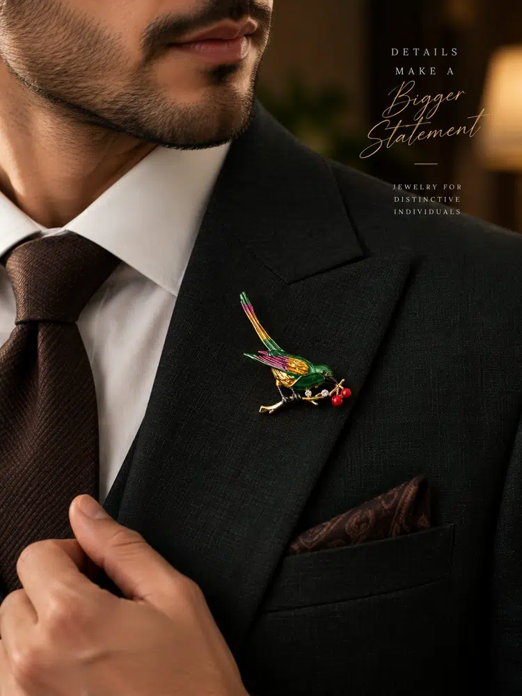 Designer Hummingbird Brooch