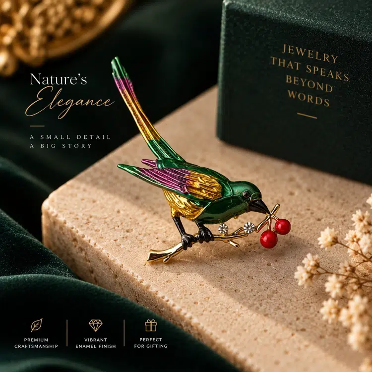 Designer Hummingbird Brooch