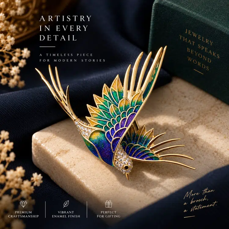 Designer Multicolour Aviary Brooch