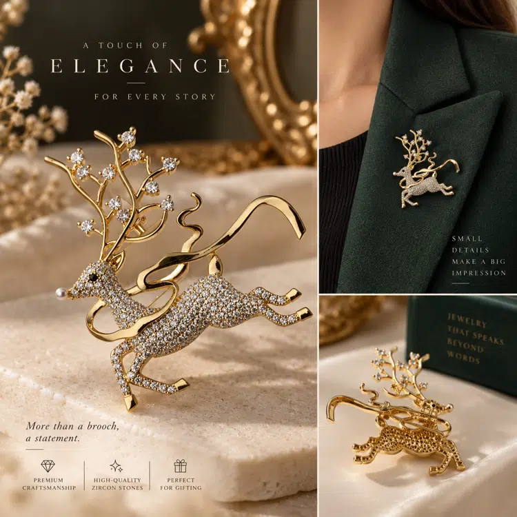 Designer Reindeer Brooch