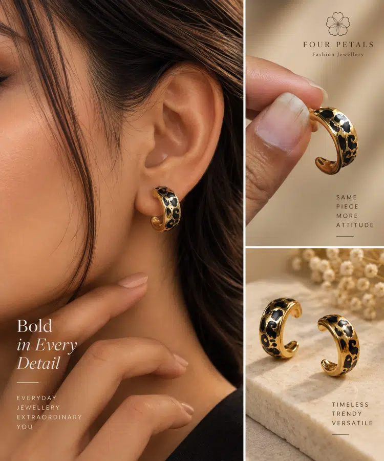 Black Tone Hoop Earrings