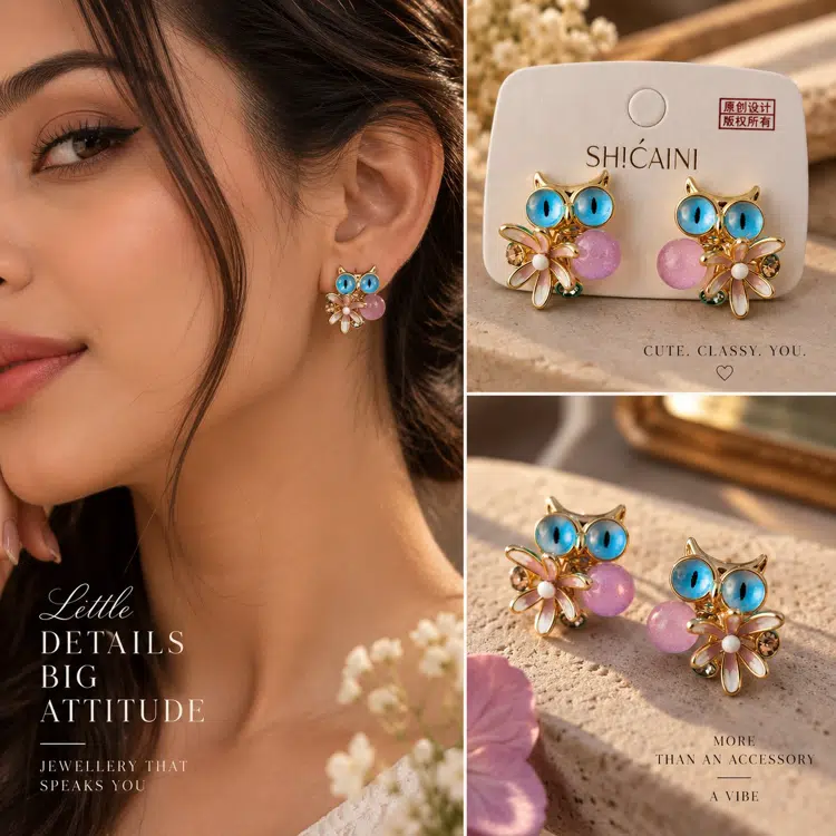 Designer Crafted Pearl Owl Earrings