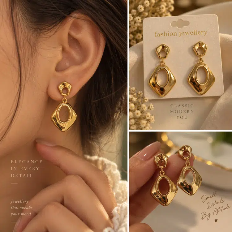 Premium Gold Tone Statement Earrings