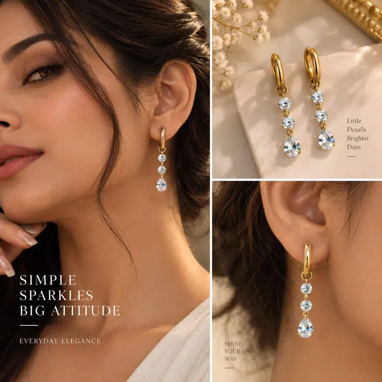 Sparkling Diamond Studed Bali Earring